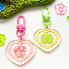 Load image into Gallery viewer, Mogu & Wawa Heart Glitter Acrylic Keychain