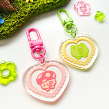 Load image into Gallery viewer, Mogu & Wawa Heart Glitter Acrylic Keychain