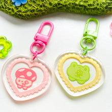 Load image into Gallery viewer, Mogu & Wawa Heart Glitter Acrylic Keychain