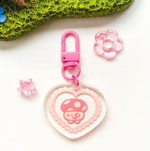 Load image into Gallery viewer, Mogu &amp; Wawa Heart Glitter Acrylic Keychain
