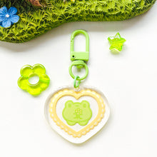 Load image into Gallery viewer, Mogu & Wawa Heart Glitter Acrylic Keychain
