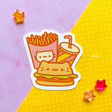 Load image into Gallery viewer, Cat Fast Food Glitter Vinyl Sticker
