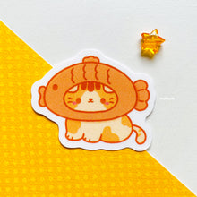 Load image into Gallery viewer, Cat Taiyaki Glitter Vinyl Sticker
