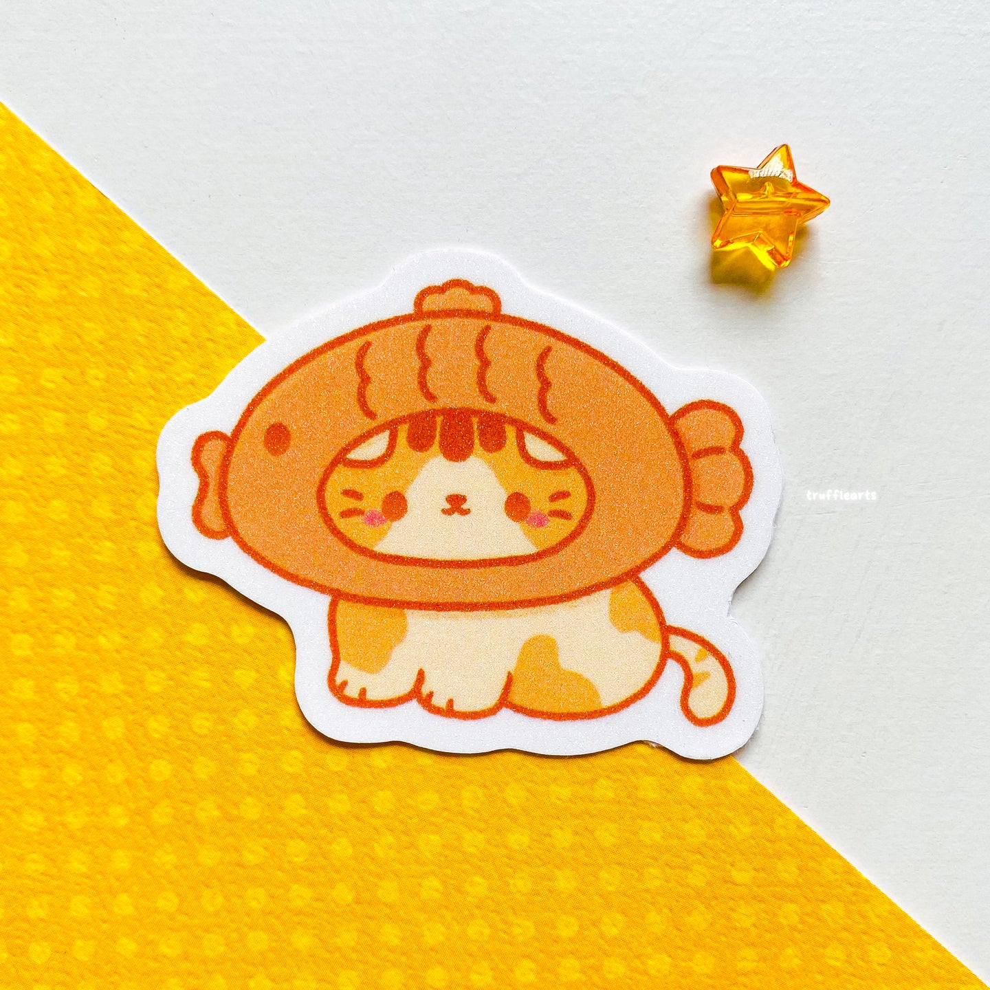 Cat Taiyaki Glitter Vinyl Sticker