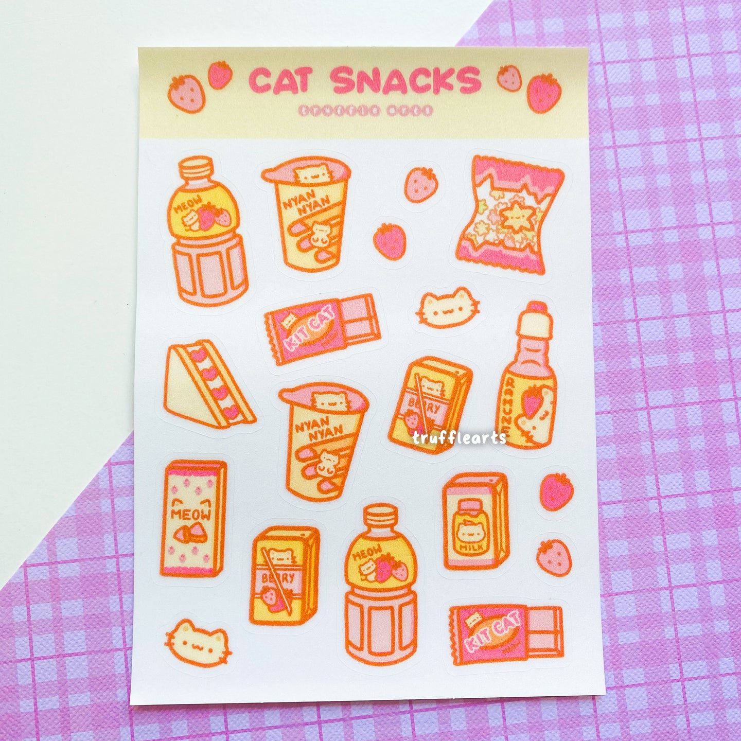 Cat Snacks Glitter Sticker Sheet