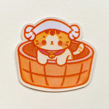 Load image into Gallery viewer, Onsen Cat Glitter Vinyl Sticker
