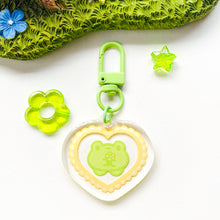 Load image into Gallery viewer, Mogu &amp; Wawa Heart Glitter Acrylic Keychain
