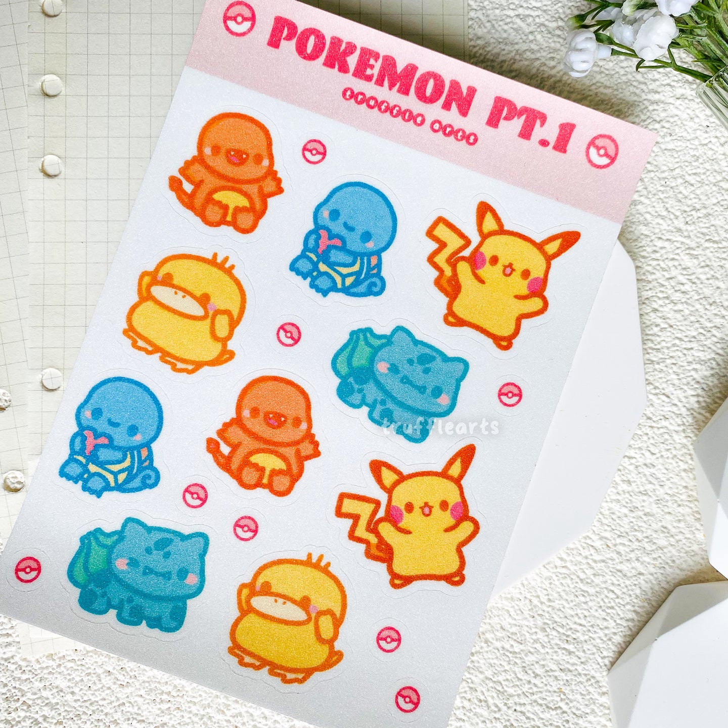 Pokemon Part 1 Glitter Sticker Sheet