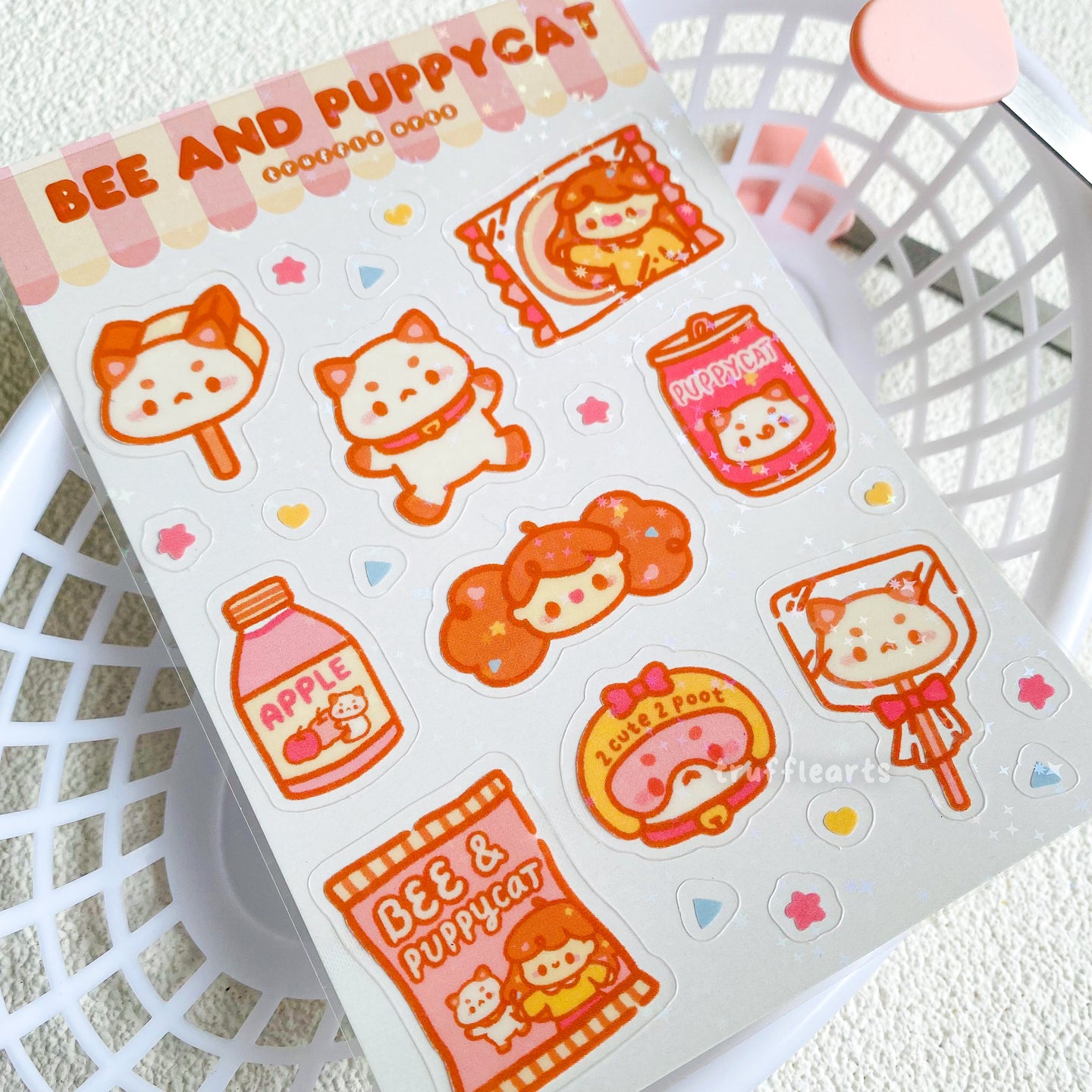 Bee and Puppycat Holographic Transparent Sticker Sheet